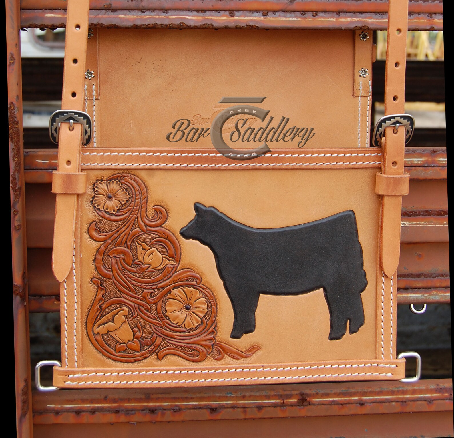 Custom Tooled Leather Livestock Show Number Harness Etsy