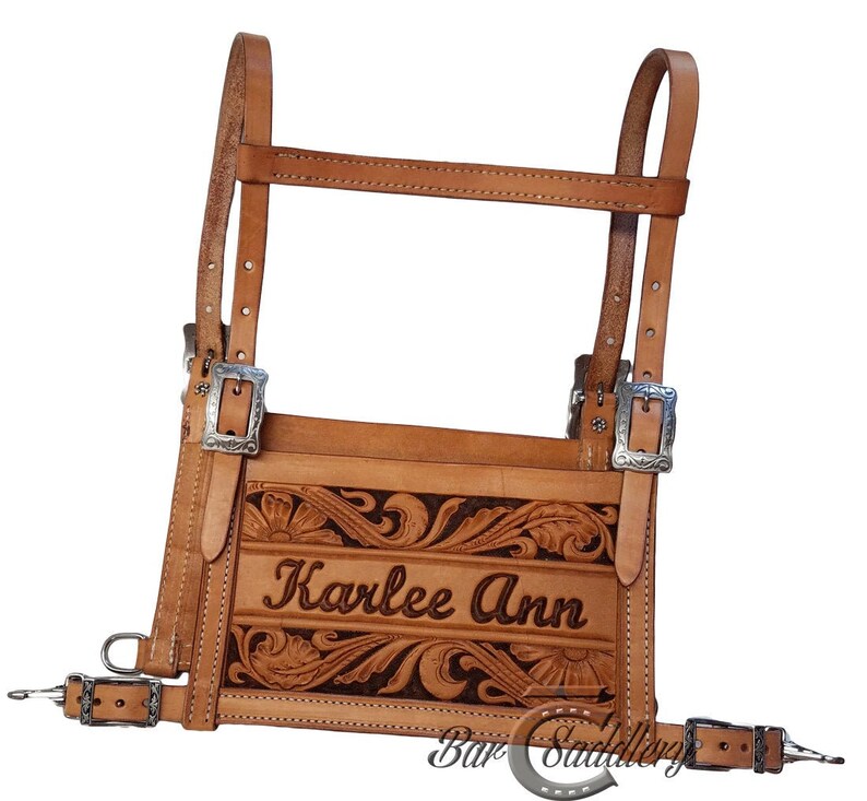Custom Tooled Leather Livestock Show Number Harness Etsy