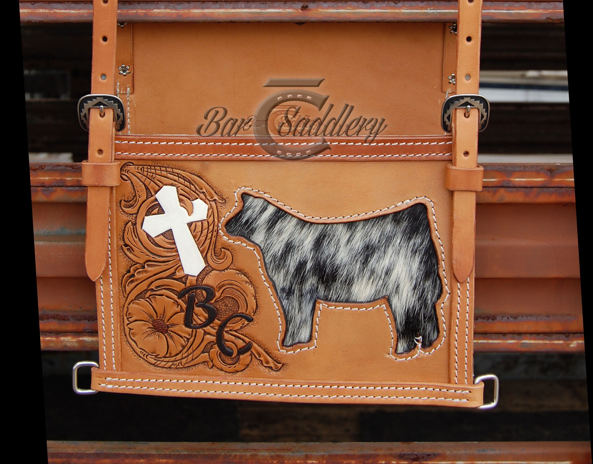 Custom Tooled Leather Livestock Show Number Harness Etsy