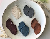 leather fringe earrings, Genuine suede, choose your color