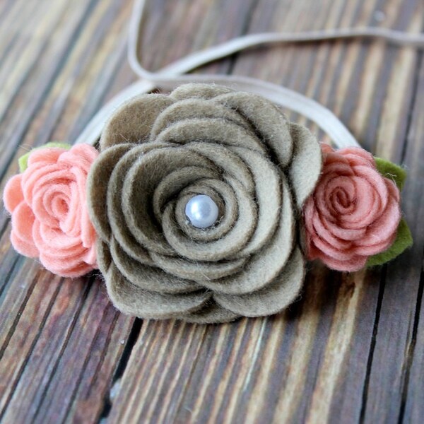 felt flower headband  - newborn/baby/toddler headband - spring headband  - photo prop