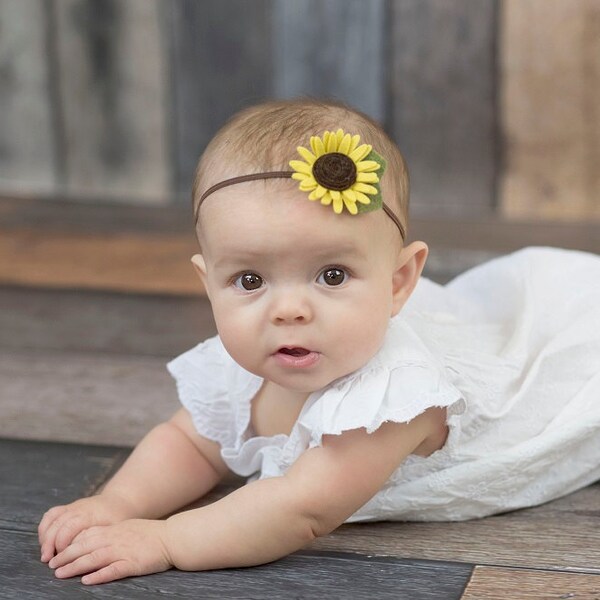 Felt sunflower headband  - newborn/baby/toddler headband - fall daisy headband