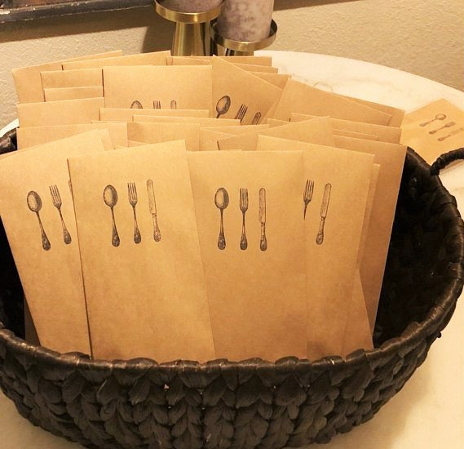 Kraft Silverware Envelope Flatware Sack Cutlery Bag Pouch Etsy