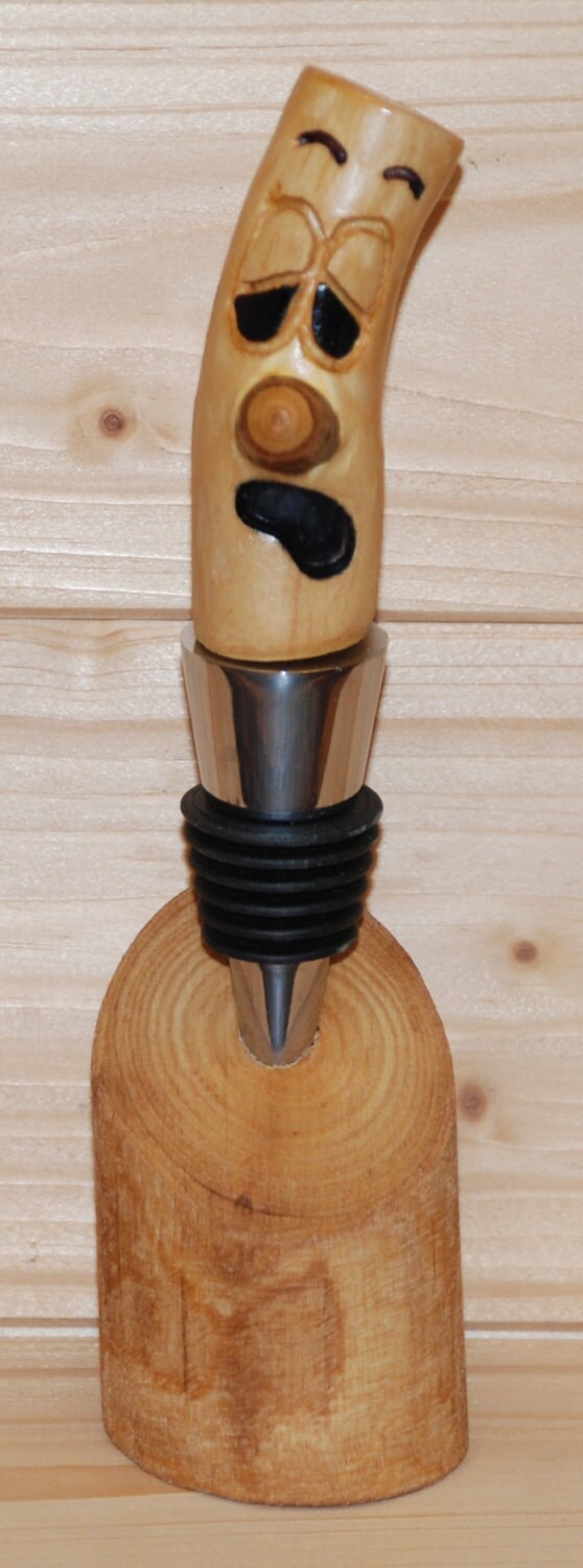Wood Bottle Stopper Quirky Gifts Hand Carved Made from Etsy