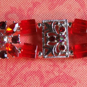 Red crystal and silver bracelet 0096FB image 3