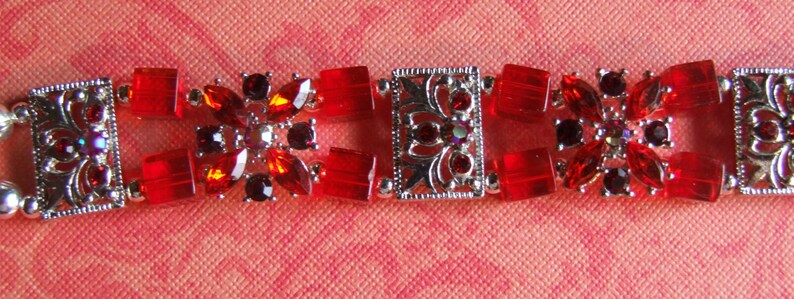 Red crystal and silver bracelet 0096FB image 3