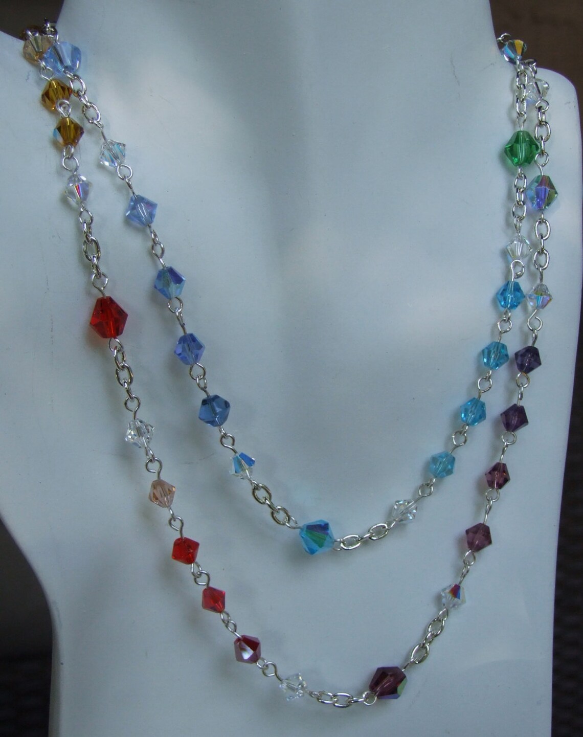 Colorful Crystal and Chain Necklace 0300NK Etsy