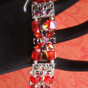 Red crystal and silver bracelet 0096FB image 1