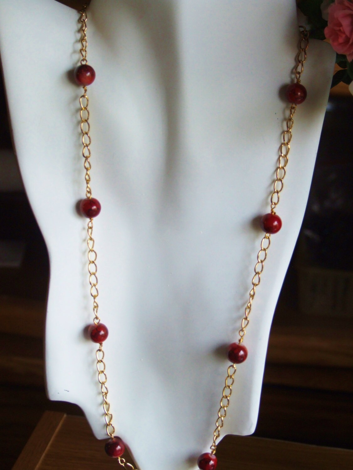 8mm bead and chain necklace 0377NK Etsy Portugal