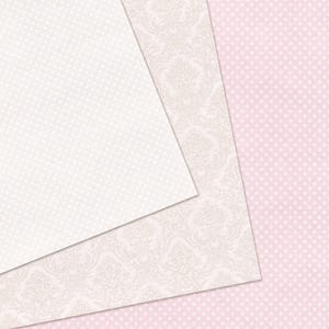 Soft and elegant digital paper pack featuring pastel damask background and subtle polka dot designs in cream and pink tones. Perfect for paper craft, cardmaking, scrapbooking, and exploding boxes. High-quality printable papers ideal for creating romantic, delicate handmade projects.
