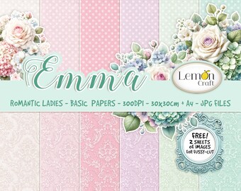 PASTEL DAMASK - Digital papers, light background for scrapbooking, cardmaking, albums, exploding boxes - FREE floral pages fussy cut
