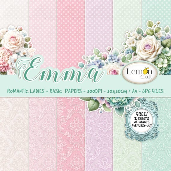 PASTEL DAMASK - Digital papers, light background for scrapbooking, cardmaking, albums, exploding boxes - FREE floral pages fussy cut