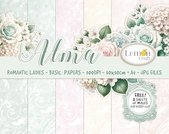 Pastel Digital Paper Pack: Romantic Floral Scrapbook Papers (Digital Download)
