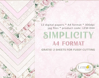 Digitaal bloemenpakket: pastelkleurige pioenrozen, A4 (digitale download)