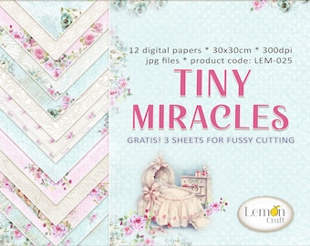 Digitaal scrapbookpapier met babythema: Kleine wonderen (digitale download)