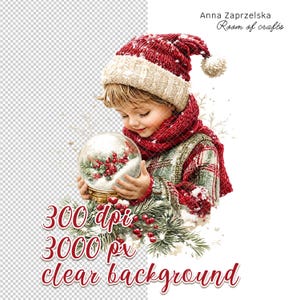 Preview of one element from Classic Christmas - cozy printable PNG clipart bundle for DIY and paper crafts. Shows transparency and size (3000 px, 300 DPI). Perfect for scrapbooking, cardmaking, and print-at-home projects. Instant download by Anna Zaprzelska Room of crafts.