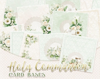 Holy Communion CARD BASES - DL & square printable digital papers - jpg files (instant download)