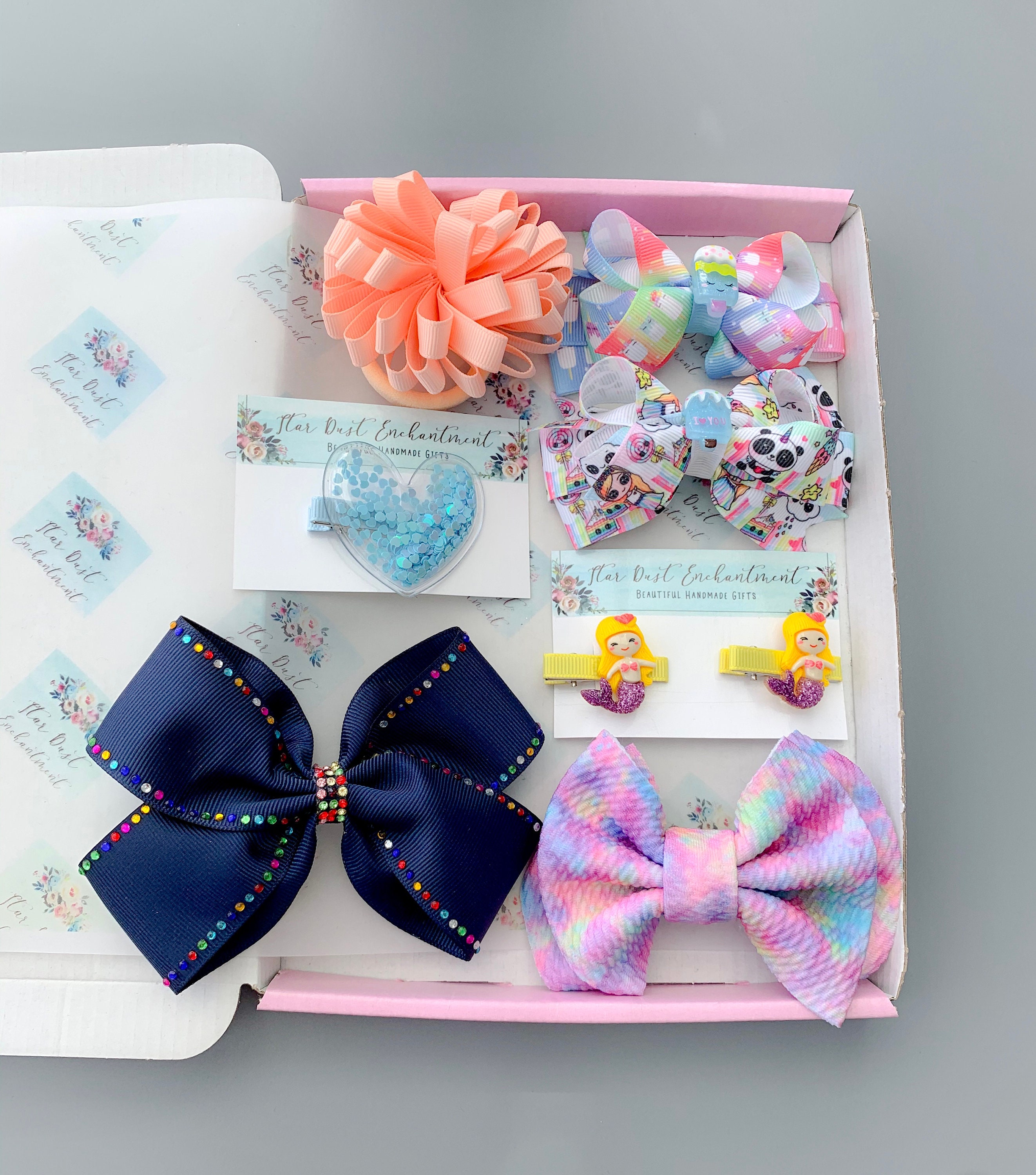Kids Party Hair Bow Box Hair Clip Gift Present Daughter Neice Etsy