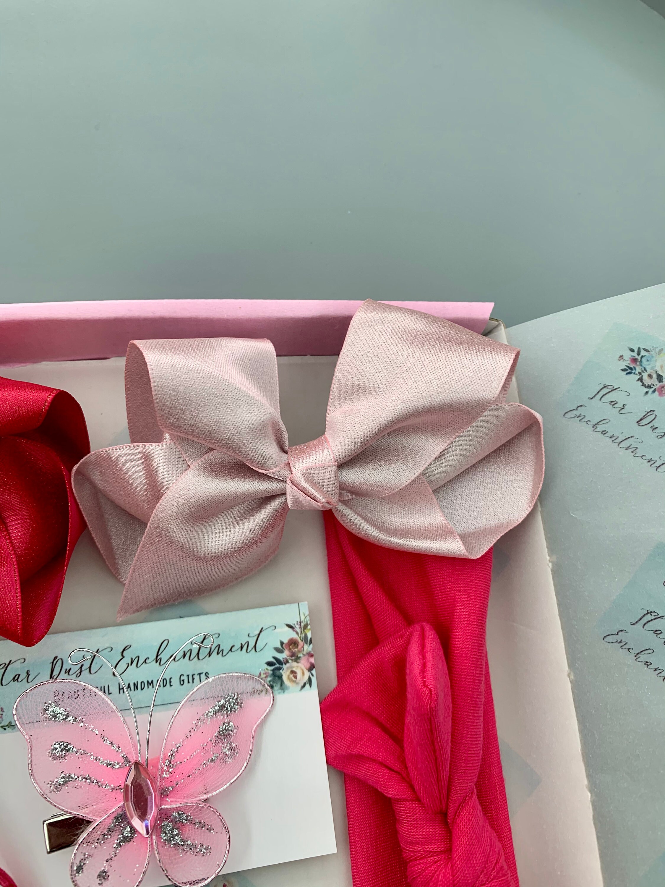 Kids Flamingo pink hair bow box hair clip gift present Etsy