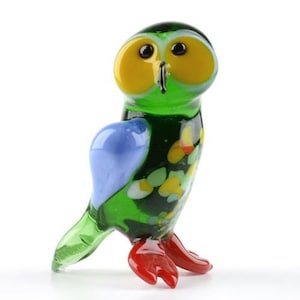 Owl - Hand-Blown Glass Figurine - Colorful Owl Bird Gift