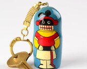 Arizona Kachina Keychain - Southwest, Native American inspired. Wooden nesting doll shape, made in Russia. Unique YES