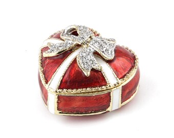 Red Heart With a Bow Trinket Box