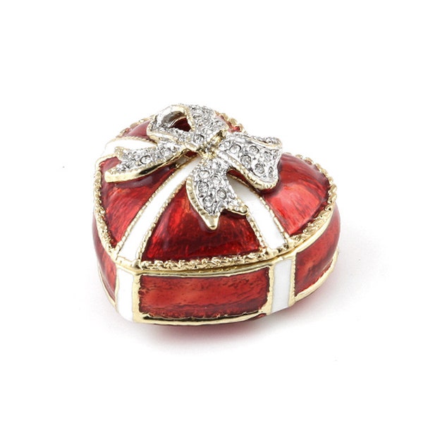 Red Heart With a Bow Trinket Box