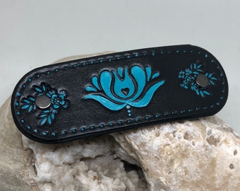 Tulip leather  barrette