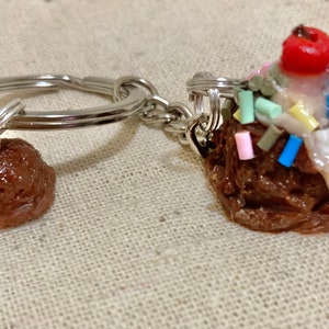 Mini Chocolate Ice Cream Scoops  Bag Charm or Keychain