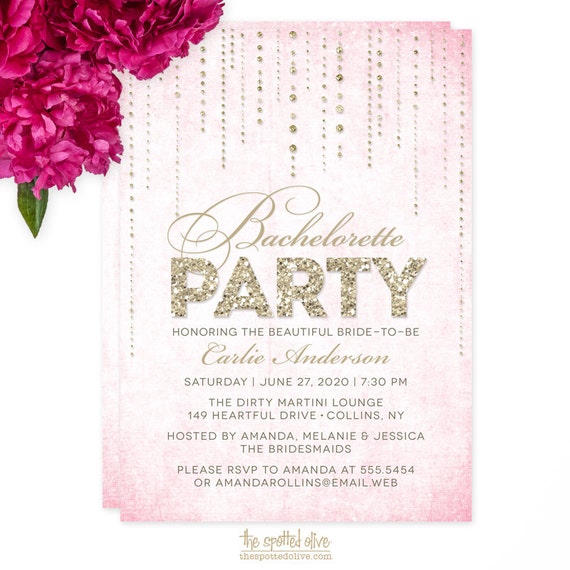 Glitter Bachelorette Invitations 2