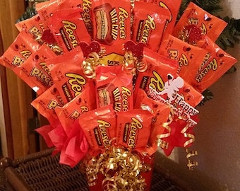 Reese's Peanut Butter Cups Valentine Candy Bouquet Chocolate Peanut Butter Lover's Dream Valentine's  Candy Arrangement Bouquet