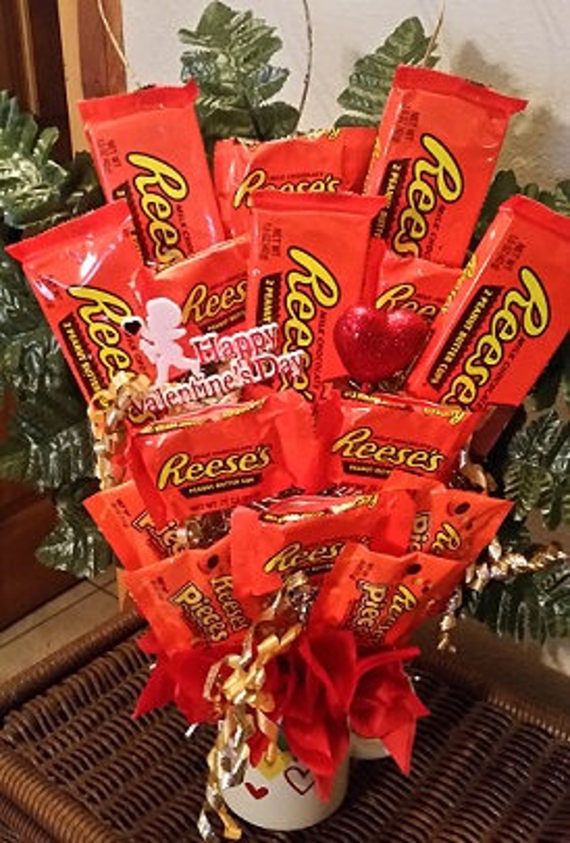Reese's Valentine Candy Bouquet Happy Valentine's Day | Etsy