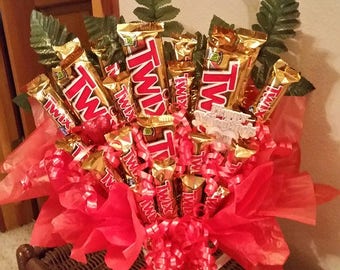 Twix Candy Bouquet Happy Valentine's Day  Candy Bouquet Happy Valentine's Candy