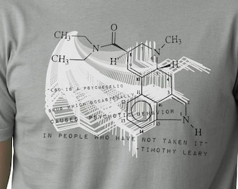 Timothy Leary LSD Quote T Shirt, LSD molecule, Festival Fashion, Gift for Psychonaught, Psychedelic Style, Psychoactive Chemistry,  Trippy
