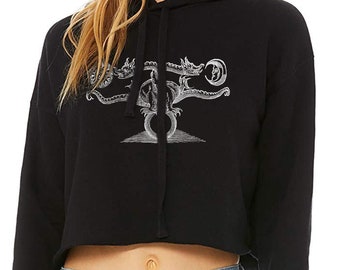 Alchemy Dragon Crop Hoodie, Alchemy Shirt, Magic Shirt, Witchy Style Shirt, Goth Fashion Hoodie, Comfortable Hoodie, Gift for Witch