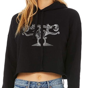 Alchemy Dragon Crop Hoodie: Witchy Goth Fashion