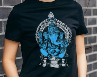 Ladies' Ganesh Shirt, Spiritual Clothing, Hindu Elephant Headed God, Gift for Hindu, Boho Style, Festival Shirt, Meditation Apparel, Hippie