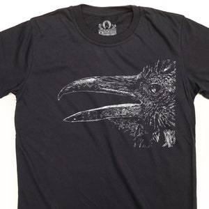 Crow T-Shirt: Hand-Drawn Screen Print, Occult Goth Fashion