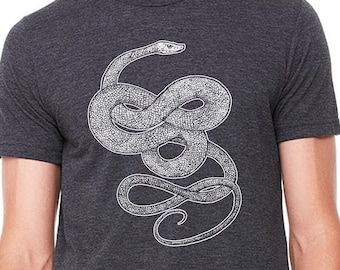 Knotted Snake Shirt, Occult Style, Witchy Fashion, Gift for Witches, Celtic Inspired Design, Goth Fashion, Snake Print,  Herpetology