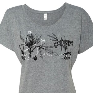 Camiseta Dolman Triblend de Cannabis con Molécula de THC, Camiseta Gráfica de Marihuana