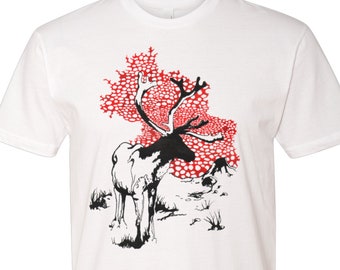 Reindeer shirt - Siberian Shamanism Shirt - deer with amanita pattern shirt