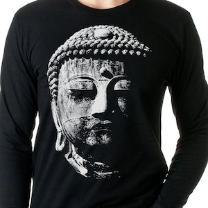 Buddha T-Shirt: Hand-Screened Spiritual Long Sleeve, Meditation Clothing