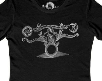 Ladies' Alchemical Dragon shirt, Occult Style, Witchy Fashion, Gift for Witch, Alchemy Apparel, Spiritual Clothing,  Sorcerer's Stone