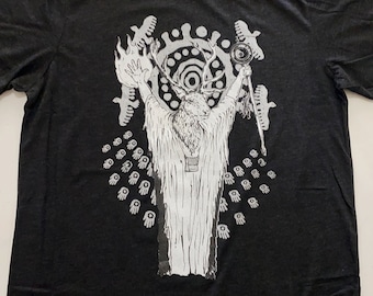 Deer Shaman Triblend Shirt: Magic Boho Festival Apparel
