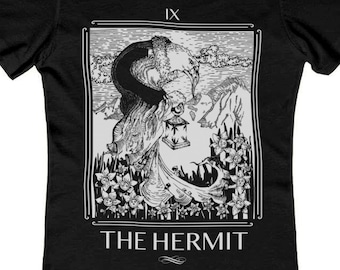 Ladies' The Hermit Tarot Card Shirt, Witchy Style, Occult Fashion, Goth Apparel, Tarot Card Readers, Divination Clothing,  Gift for Witch