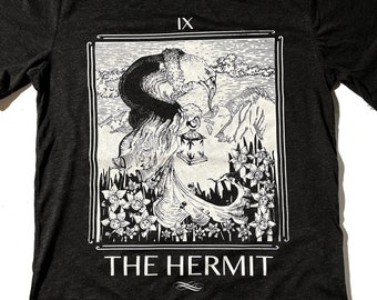 Triblend The Hermit Tarot Card Occult Shirt, Witchy Aesthetic, Occultist Fashion, Goth Style Divination Shirt, Gift for Witch, Magic Apparel