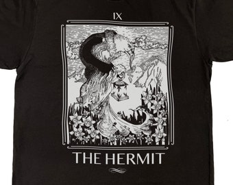 The Hermit Tarot Card Shirt, Witchy Style, Occult Fashion, Gift for Witch, Tarot Card Design, Goth Apparel, Divination Clothing,  Magic