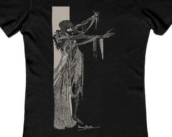 Ladies' Edgar Allan Poe Shirt, Harry Clarke "Fall of the House of Usher", Halloween Style, Dark Literature T Shirt, Goth Fashion,  Bookworm