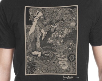 Harry Clarke illustration "Morella" T Shirt, Edgar Allan Poe Shirt, Gift for Dark Literature Fans, Art Nouveau,  Romantic Goth Style