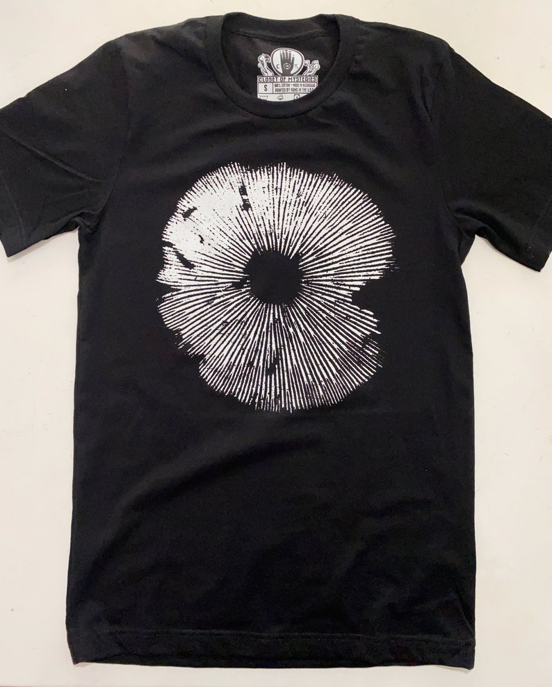 Mushroom Shirt, Spore Print Design, Psilocybe Spore Print Shroom Shirt, Gift for Magic Mushroom Lover, Mycology Style, Mushroom Fashion image 2